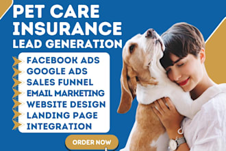 generate exclusive pet care insurance leads landing page petcare sales funnel