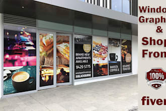 creative shop front or storefront window graphics, window sticker, signage,decal