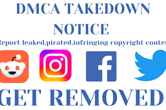 remove, delete and takedown reddit, facebook, ig, tiktok, yt, google under dmca