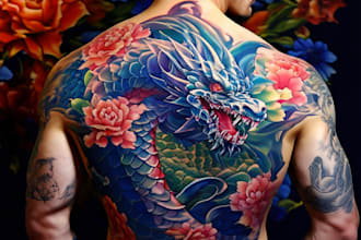 create a custom japanes realistic tattoo desing