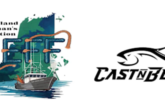 create unique vintage modern fishing,museum logo design
