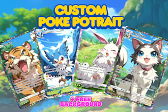 draw you as a pokemon trainer with your pokemon team for tcg pokemon card