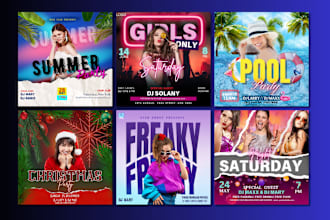 do club, bar, music, christmas, dj, birthday, event, party flyers and posters