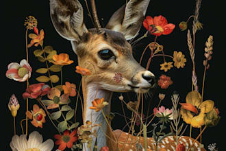 draw an animal and botanical illustration