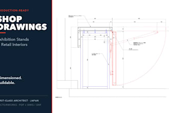 draft shop drawings for exhibition stands and retail interiors