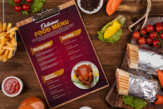 provide menu design restaurant menu food menu design