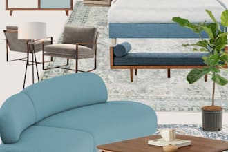 create interior mood board, 2d layout and shopping list