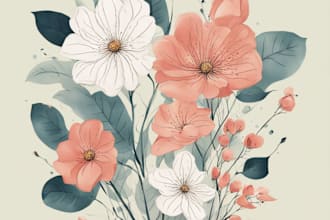 draw botanical illustration of plants and flowers