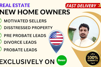 provide new homeowner ,motivated sellers leads with skip tracing