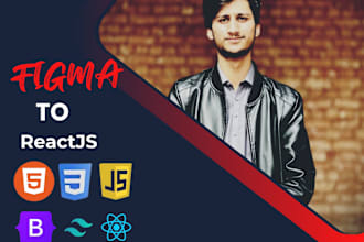 convert psd to react or figma to react or next js using tailwind CSS