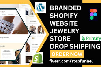 design branded shopify store jewelry, t shirt, coffee dropshipping website