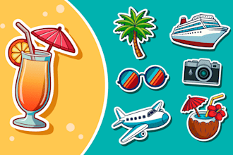 draw illustrations and stickers in cartoon and comic style