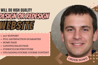 set up or design thinkific, teachable, podia, kajabi for course website