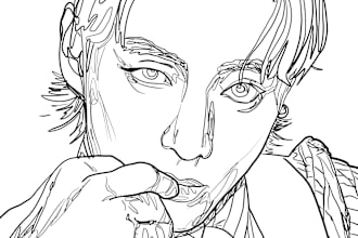 draw line art portrait illustration in realistic style