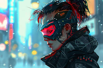 create scifi or cyberpunk character portrait art