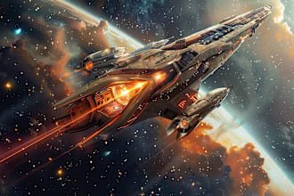 design spaceship, sci fi illustration