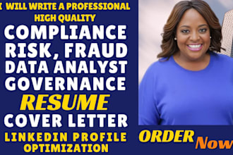 write compliance, governance, risk, fraud, grc, tech, IT and data science resume