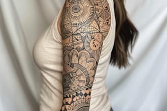create sleeve tattoo design in geometric style