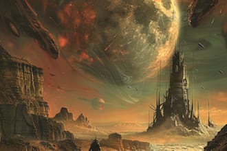 design fantasy, sci fi and horror book cover or illustration