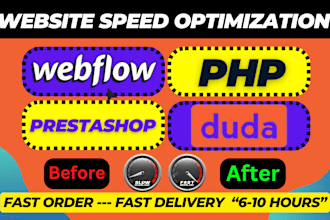 store speed optimization for webflow, duda, PHP, prestashop and bigcommerce cms