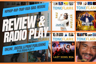 review your hiphop music in our magazine and play it on radio