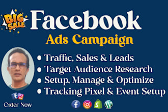 run facebook ads campaign, shopify fb ads, ig ads, for sales and leads