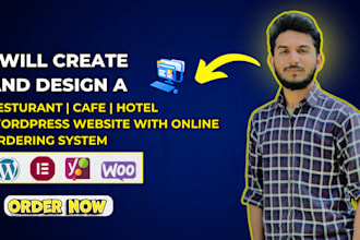 create a restaurant, cafe, hotel wordpress website with online ordering system