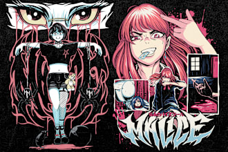 make illustration with dark gothic manga style