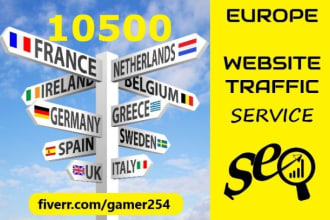 send 10500 european website traffic, europe visitors only