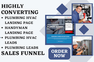 design hvac plumbing handyman landing page plumbing handyman hvac sales funnel