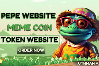 create crypto website, meme coin website, pepe website, landing page design, ico