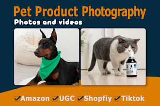 creat amazon shopify pet product photos with dog or cat model photography