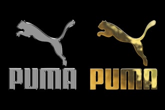 do 3d gold and chrome effect of logo and text quick