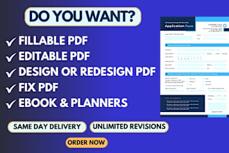 create fillable pdf, editable pdf, interactive ebook planner