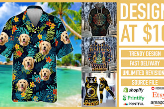 create aop summer hawaiian shirt, hoodie, tanktop and legging pattern design