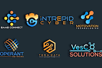 create tech startup, technology, crypto, and cyber security logo design