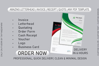 design your company letterhead, invoice, cover letter