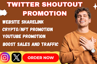 promote, twitter shoutout website link sharing to yt fb, ig, crypto audience