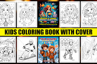 design kids coloring book cover children kids activity worksheets for kdp