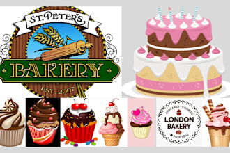 design ice cream bakery cupcake sweets  and cake logo