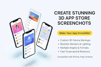 make 3d app store screenshots and app ui designs