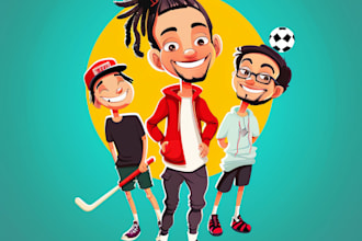 draw sports cartoon with big head or caricature style