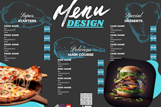 create modern amazing menu designs of food and restaurants