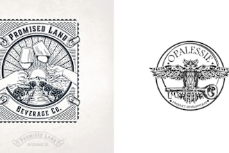 do professional vintage hipster badge and retro logo design