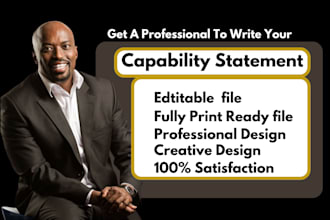 write and design government capability statement, resume, business flyer