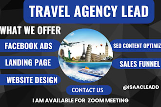 generate travel leads travel agency lead generation via facebook ads landingpage
