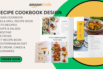 write, design recipe for cookbook, recipe book, ebook, cookbook cover for kdp