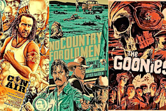 create vintage movie poster retro poster film poster art deco poster design art