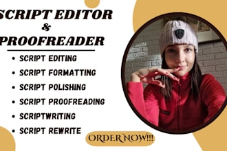 be script editor, script proofreader, format movie script, screenplay writer