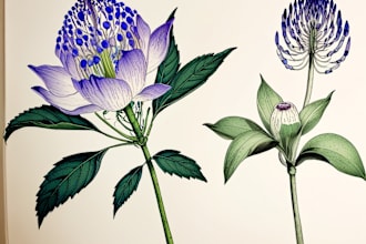paint a botanical illustration of plants